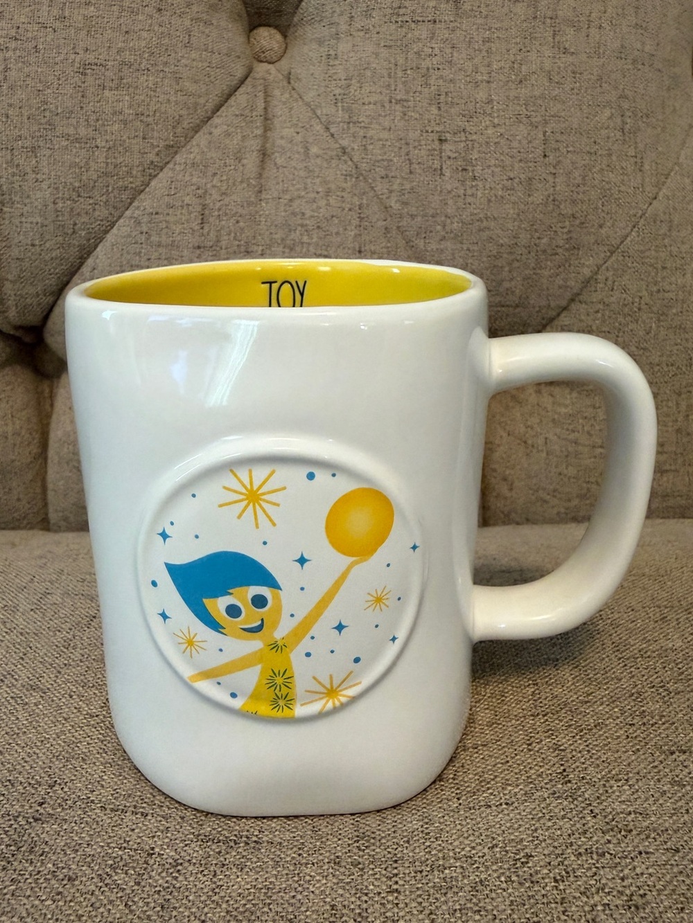 Rae Dunn Pixar Inside Out Joy Mug Disney Yellow “It’s A Great Day”